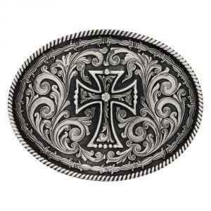 Montana Silversmiths Rope and Barbed Wire Deco Cross Attitude Buckle (A549S)